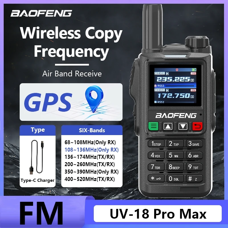 Walkie Talkie Baofeng Uv-18 Pro Max Gps Air Band Tipo-c Noaa | Cuotas sin interés
