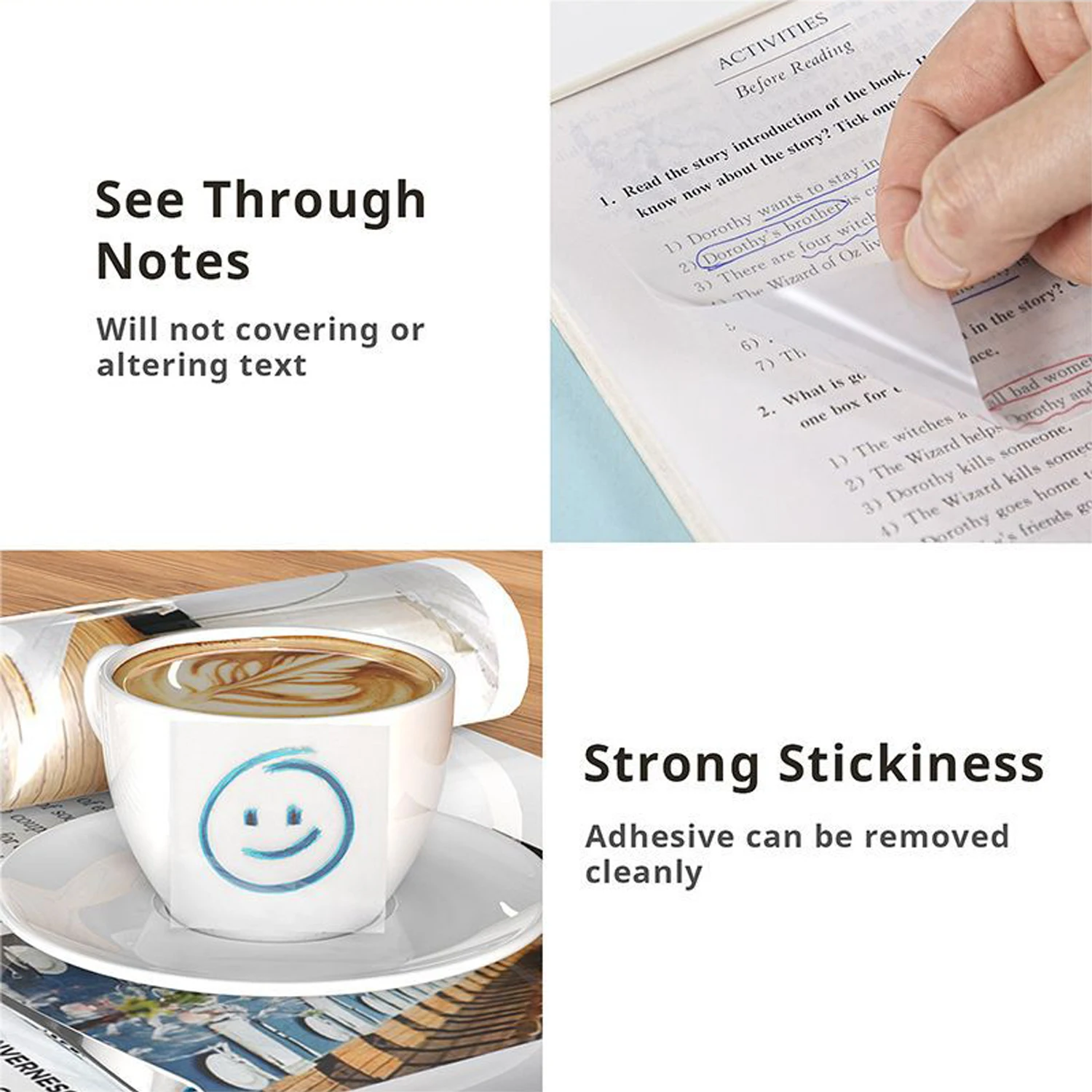 waterproof transparent sticky for students home notes sticky notes