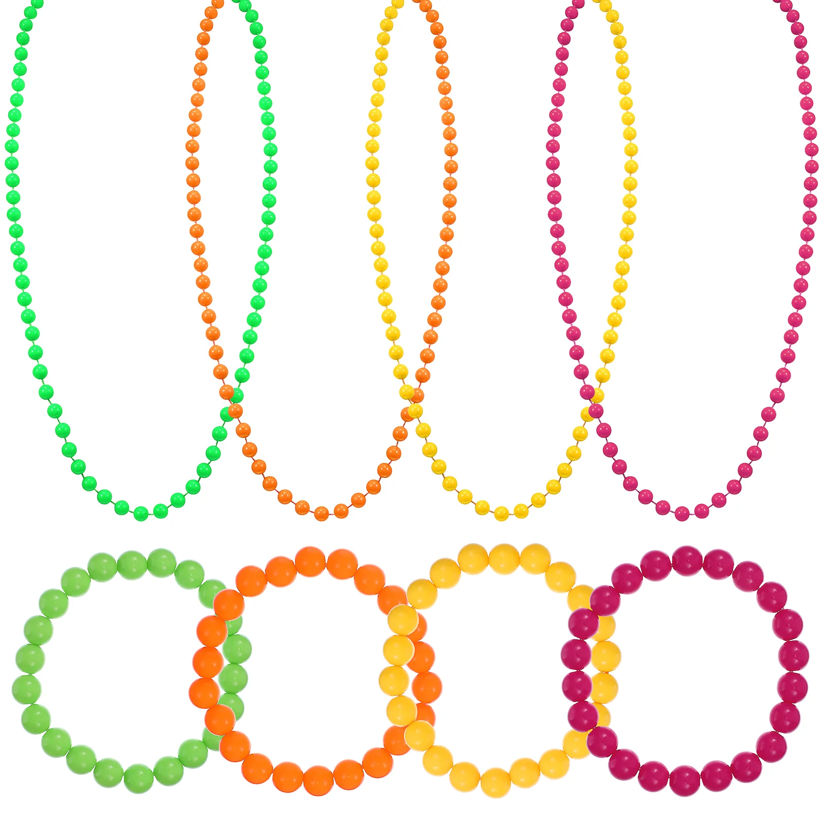 

8 Pcs Neon Beads Necklaces and Bracelets Beaded Chains Party Dress-up Costume Accessories