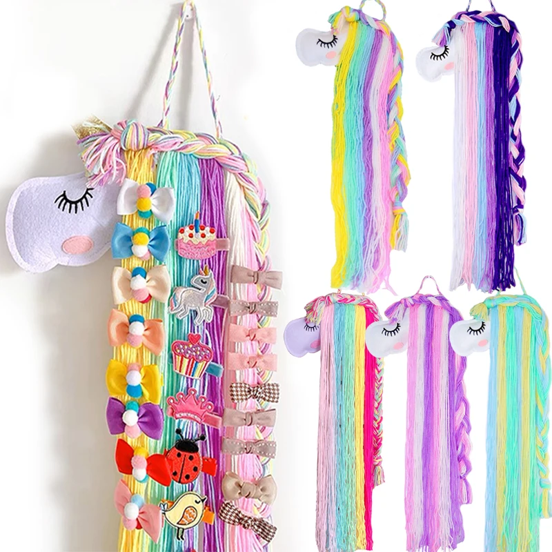 INS Weave Rainbow Horse Baby Hair Clips Accessories Holder Princess Girl Hairpin Hairband Storage Pendant Jewelry Wall Ornaments hair accessories hair clips