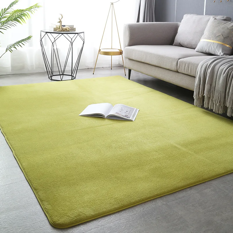 Japanese coral velvet living room rug Solid color bedroom rug bed Modern simple short hair