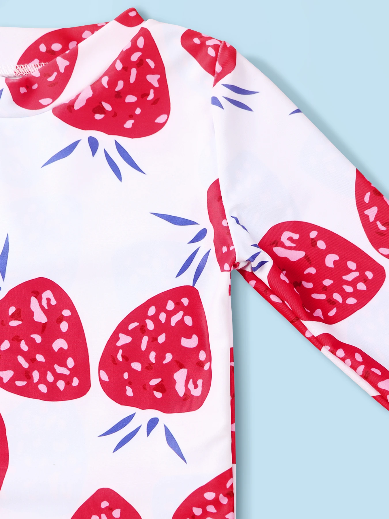 Baby Girls Two Piece Swimsuit Strawberry Print Swimwear Kids Swimming Clothing Long Sleeve Summer Beachwear Bathing Suit 5