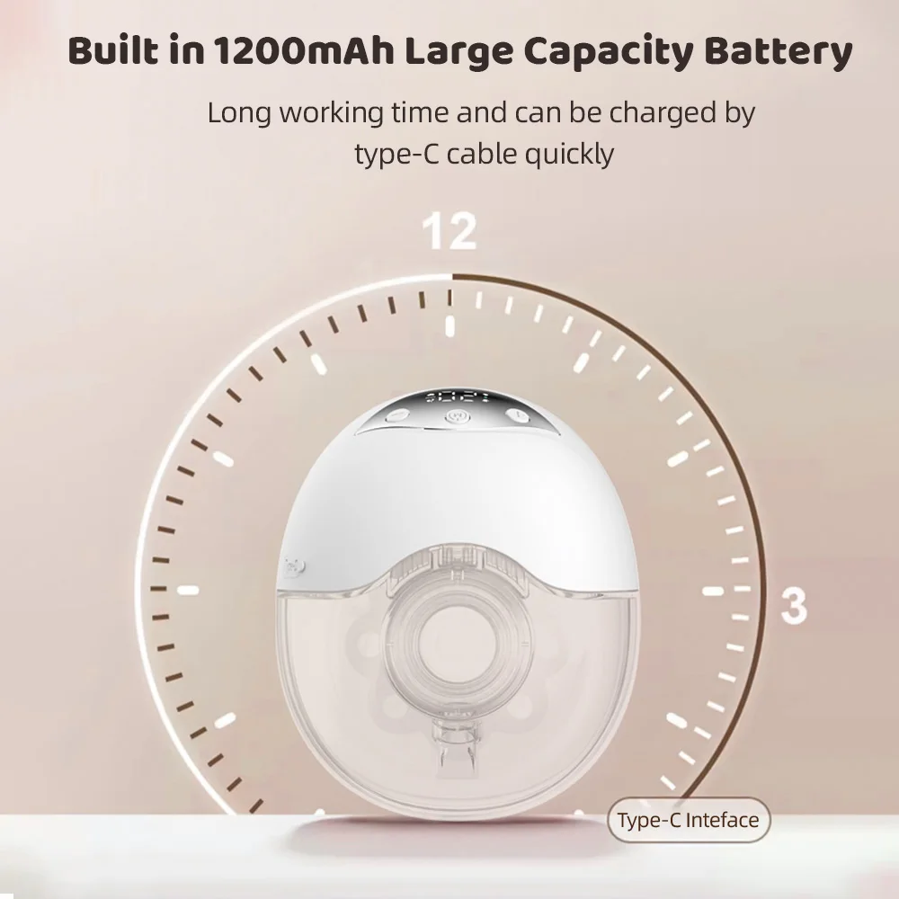Wearable Breast Pump Hands Free Electric Breast Pump for Breastfeeding 4 Modes 12 Suction Level Low Noise Built-in Battery