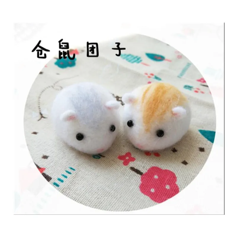 Cute Hamster Mouse Unfinished Products wool needlepoint kit felt needle felting decoration craft needlecraft DIY |