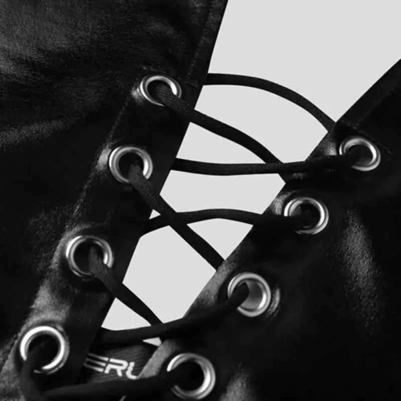 Sexy Edgy Clothes Y2k Black PU Leather Crop Top Women Sleeveless Deep V Neck Backless Camisole Party Club Vest