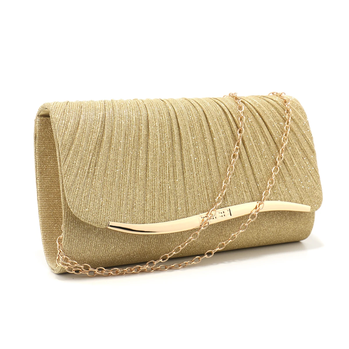 Purple Ruched Women Evening Glitter Envelope Handbags