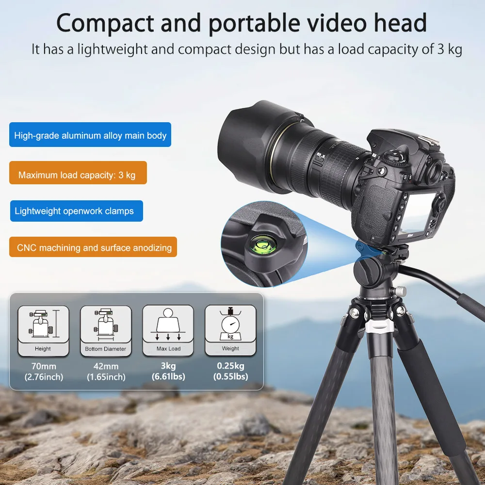 VICELK VF01 미니 유체 비디오 헤드 Dslr 카메라 폰용 Arca 스위스 QR 플레이트가 있는 Protable 파노라마 유압 헤드 3kg