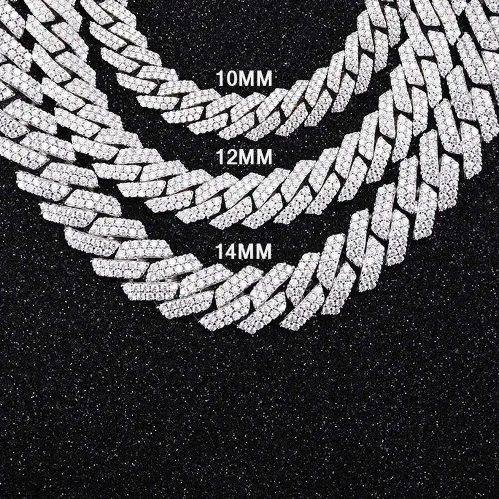 

Custom Hip Hop Jewelry 10mm 12mm 14mm 16mm 18mm 20mm Cuban Chain 925 Sterling Silver Moissanite Diamond Chains for Men