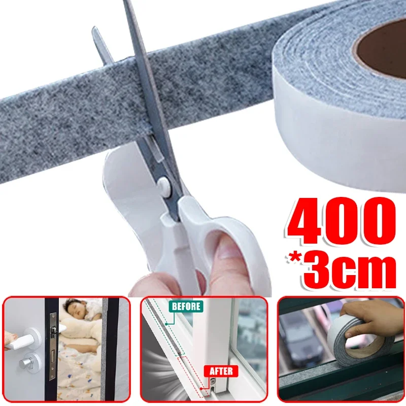 400cm/Roll Felt Strip Self-Adhesive Sealing Strip Door Windows