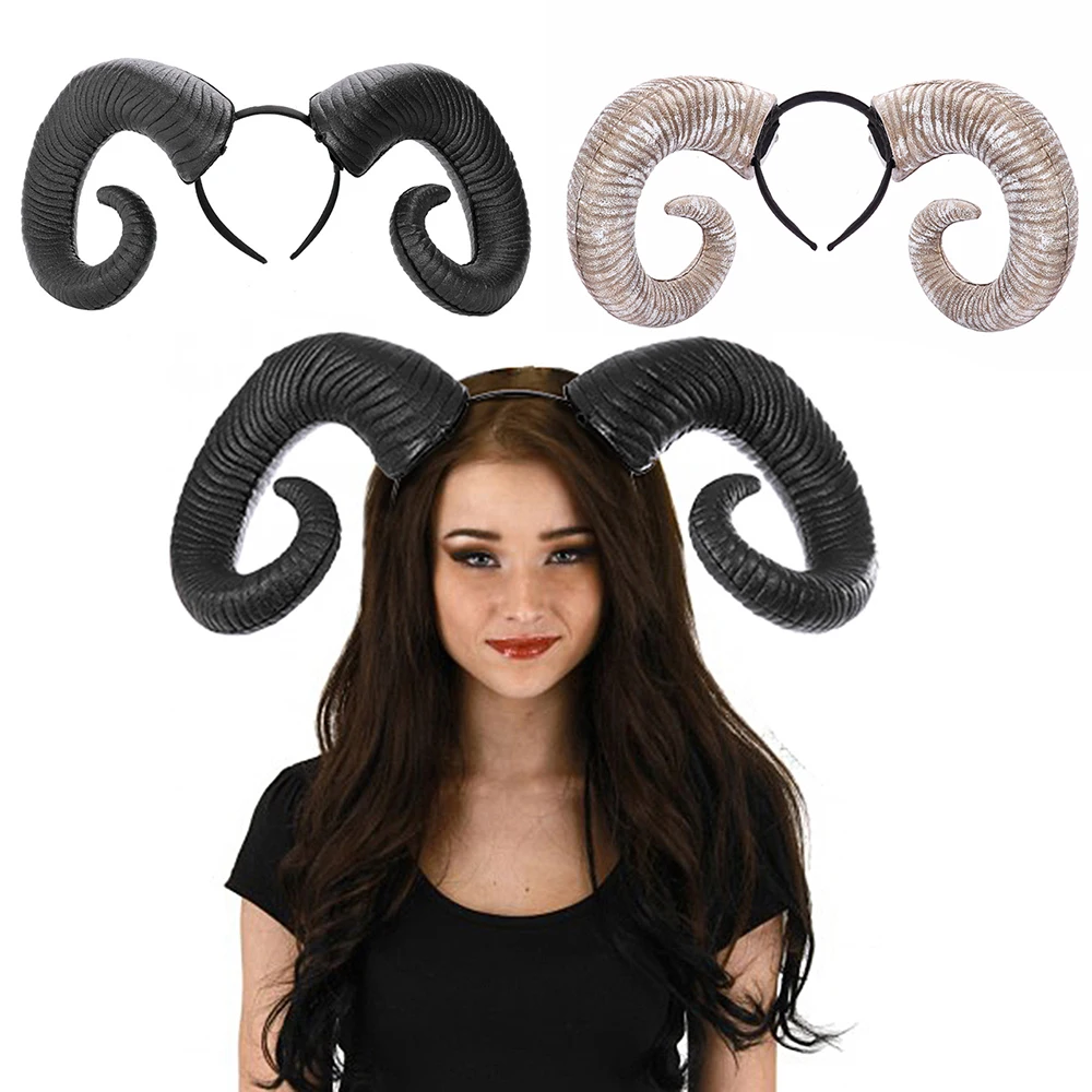 SheepHornHairAccessoriesHeadbandFoamFakeHornsHalloweenCosplay