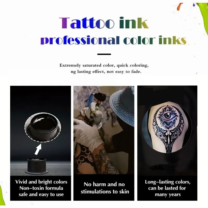 1 Pc Fusion Tattoo Ink Pigment Set Body Art 30/ 60/120/250 ml Black Professional Beauty Permanent Makeup Paint Accessories