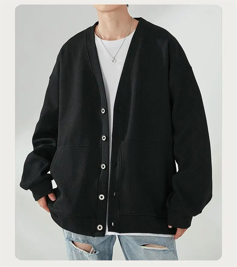 Big 6xl 7xl 8xl 140kg Men Cotton Cardigan Jacket Men's Casual Loose Oversized Coat Button Up Spring Autumn Plus-sized Cardigan