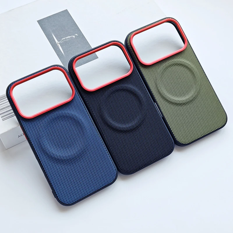 Luxury Magnetic Anti-Fingerprint Case with Soft TPU and Woven Leather Back