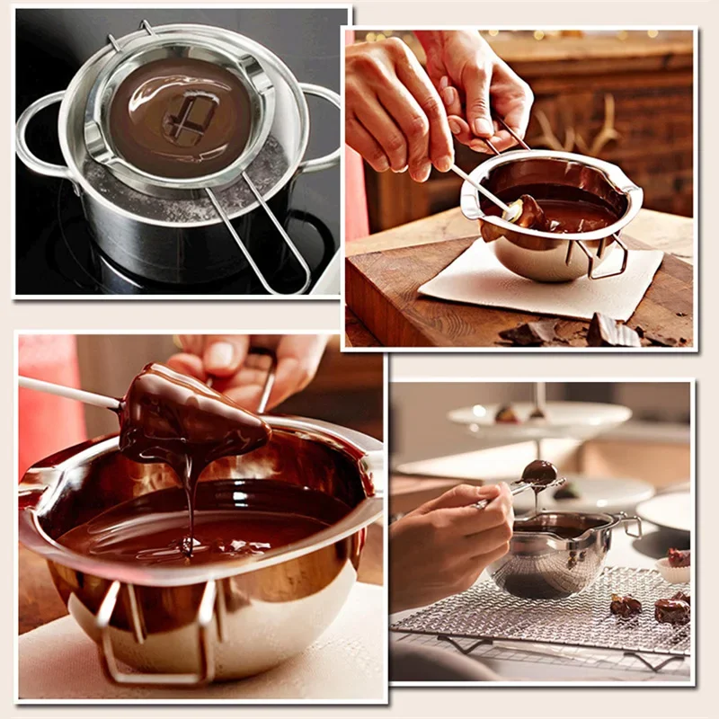 304 Stainless Steel Butter Cheese Chocolate Melting Pan Long Handle Wax Melting Pot Scented Candle Handmade Soap Making Bakeware chocolate warmer
