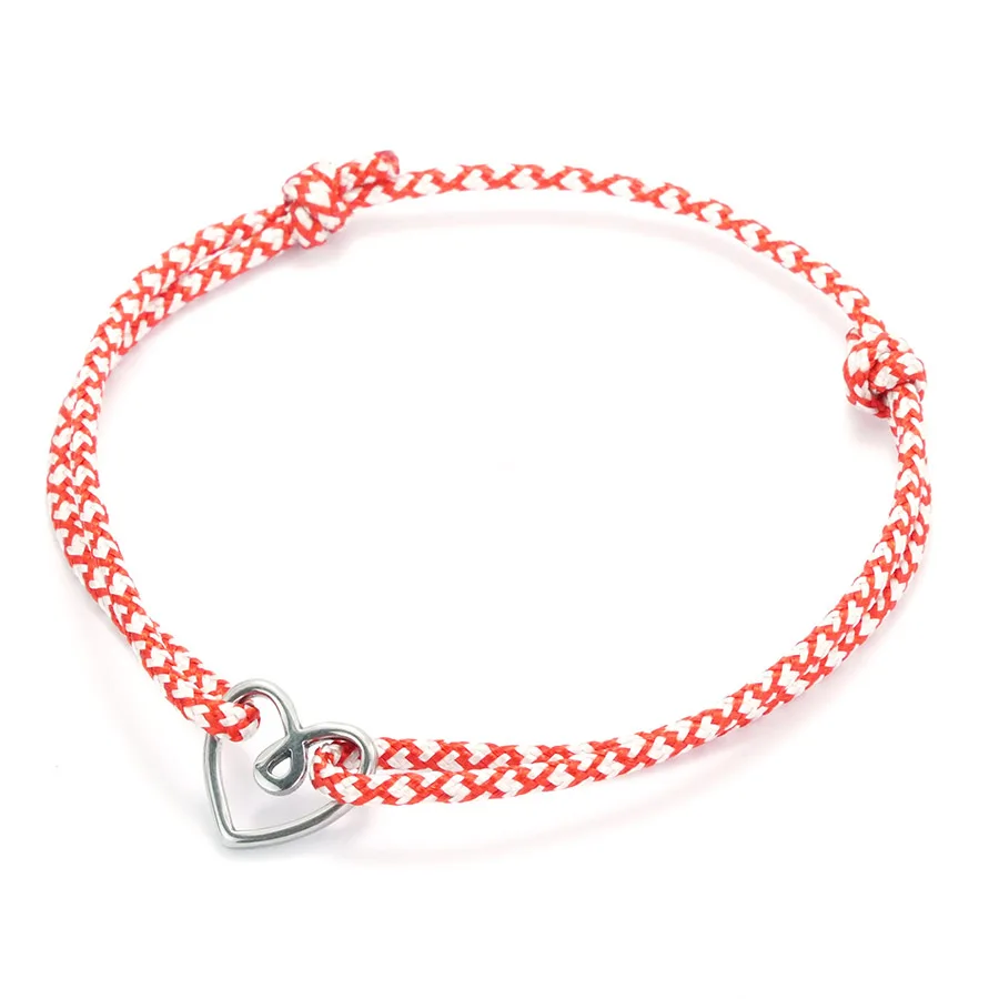 Stainless Steel Heart Charm Adjustable Thread Bracelet