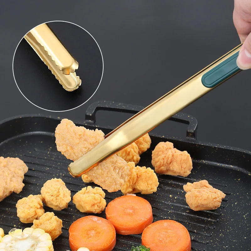 Stainless Steel Long Handle Food Tong Korean Style Non-Slip BBQ Bread et Clamp Ice Clip Kitchen Utensils
