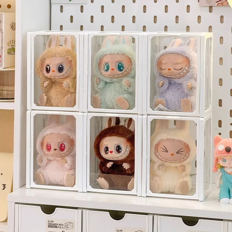 Labubu Display Box Transparent Glass Labubu Doll Storage Blind Box 8-14cm Decorations for Labubu Doll Box Dustproof And Moisture 2