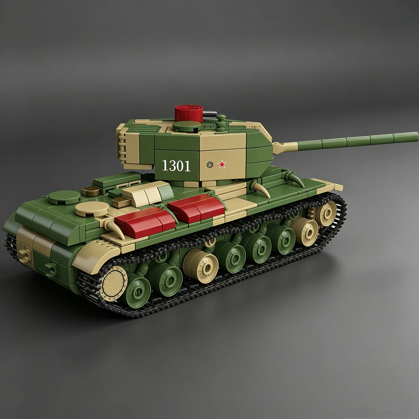 제2차 세계대전 소련 KV-220 중전차 조립 세트, 1:40 스케일 빌딩 블록, 소년용 교육용 장난감