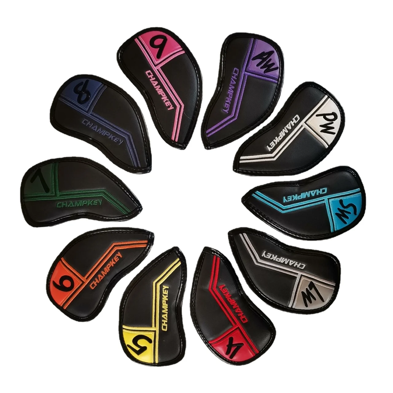 

PU Fabric Magic Paste Open Color Block Embroidery 10 Pieces of Golf Irons Set