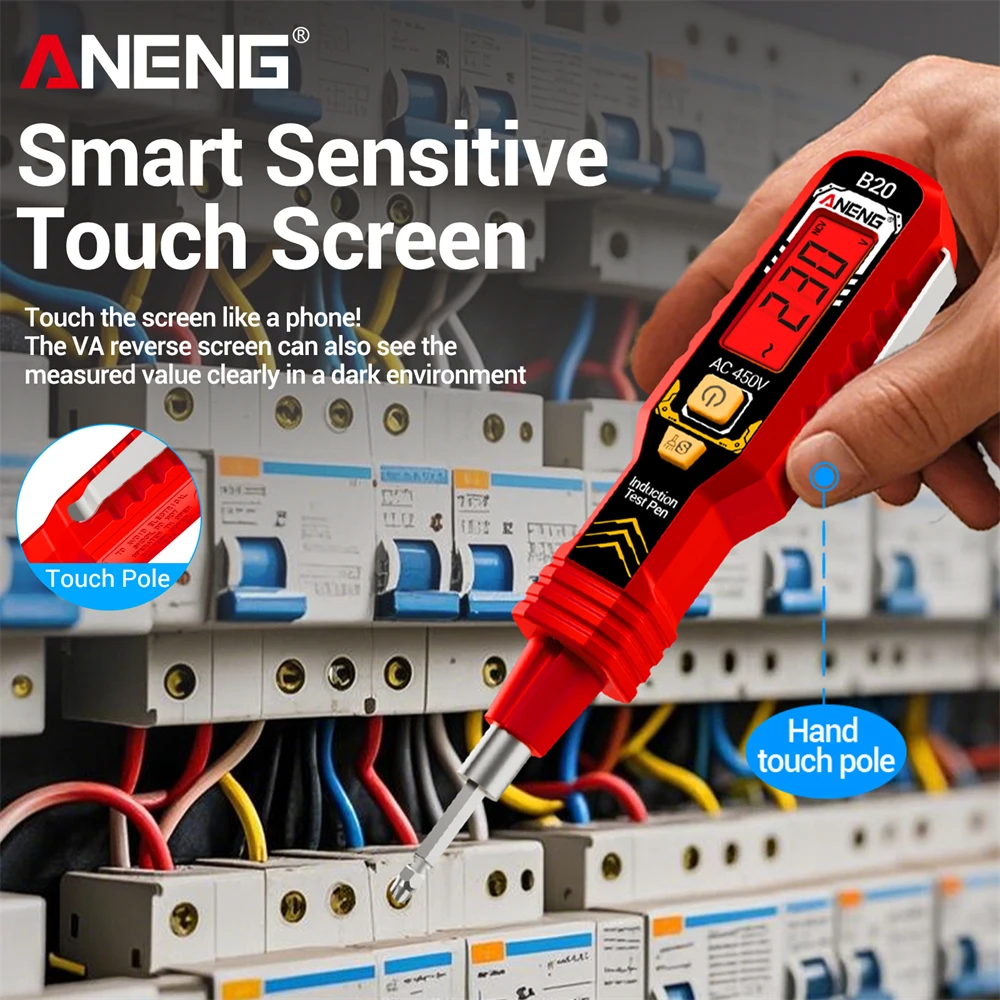 스마트 인식 듀얼 사용 전압 테스터 펜 ANENG B20 디지털 미터 AC 감지 11V 450V 이중 헤드 드라이버 포함