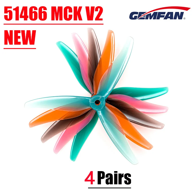 4 Paar GEMFAN 51466 MCK 5 Zoll 3-Blatt Racing Freestyle Propeller FPV