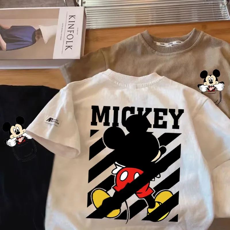 2024 Kid Mickey Mouse Short sleeve T-Shirt Clothes Summer Baby Boy Girl Cartoon Cotton O-Neck Tees Children Casual Clothing Tops 6