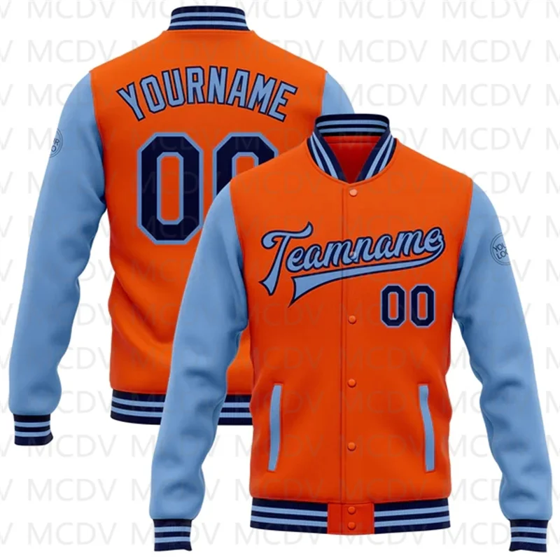 Custom Orange Green-Or Bomber Full-Snap Varsity Letterman Two Tone Jacket