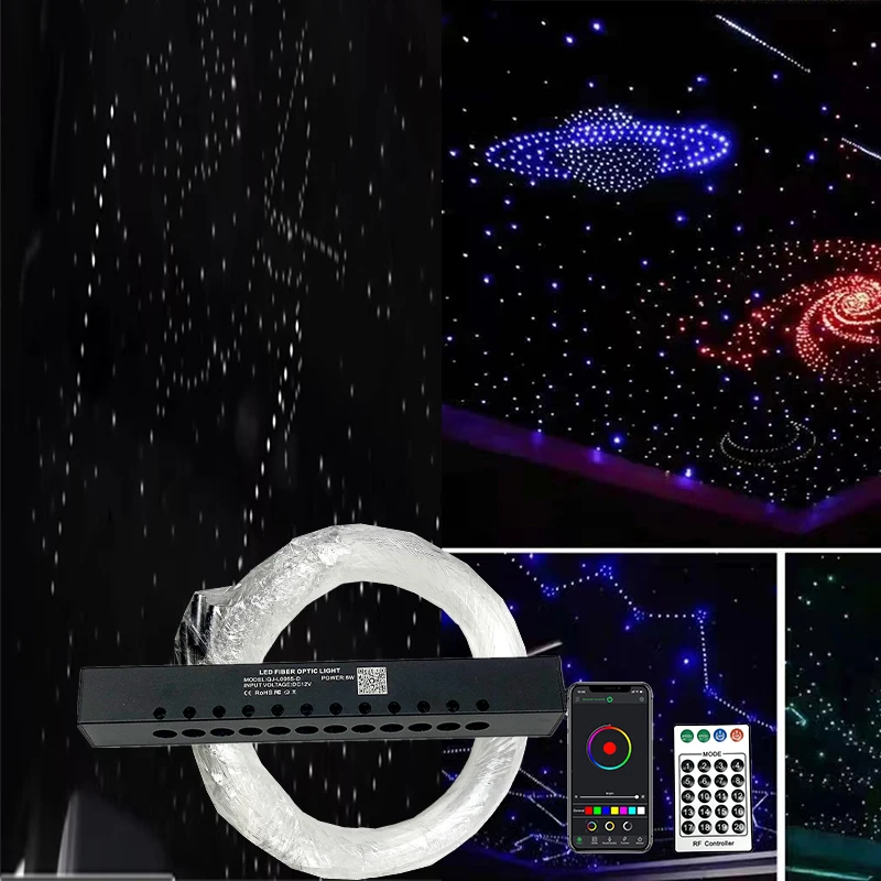 Shooting Stars Effect 6W 12Holes Fiber Optic Kit Light LED Meteor Light Engine with RF Remote Controller Starry Sky Ceiling new