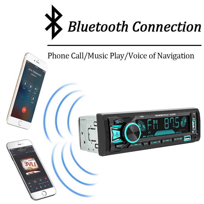 Car Radio 1din Srereo MP3 Player Bluetooth FM Receiver With Remote Control AUX/U