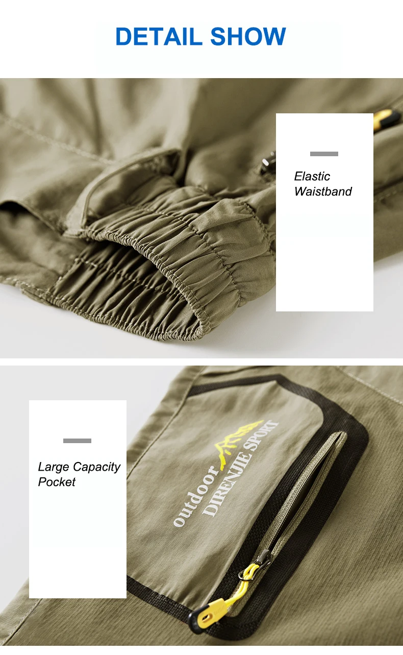 Men's Convertible Hiking Pants with Cargo Pockets and Detachable Legs