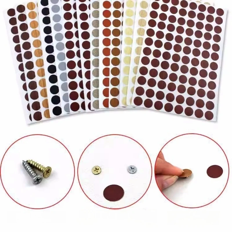 Custom Screw Cover Self Adhesive PVC Sticker Holes Sealer Dia. 21mm Furniture Decor Sold Color Wood Grain