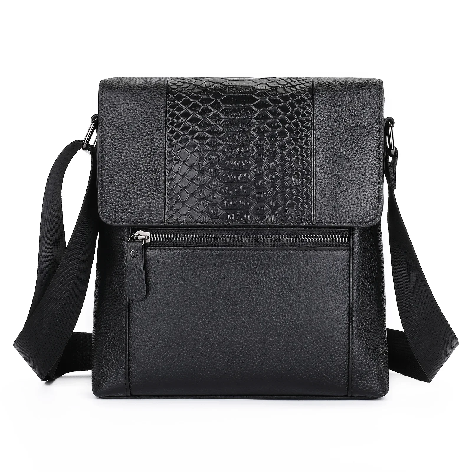 204 New Fashion Alligator Cow Genuine Leather Men Crossbody Bag Casual Business Men's Messenger Luxury Shoulder Handbags Bags