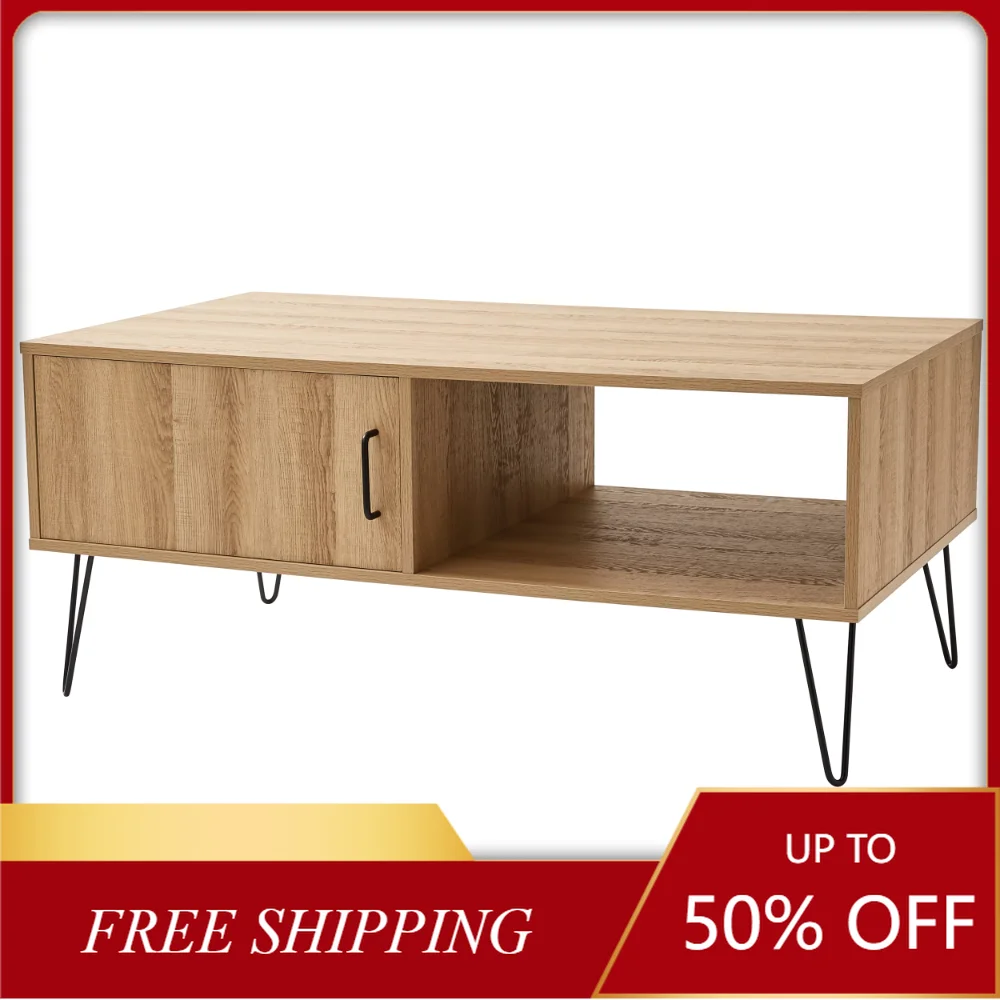 

HOME Furniture Mainstays Modern Hairpin Rectangle Coffee Table, Oak, US