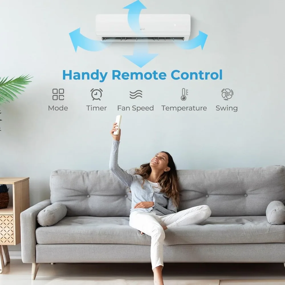 18k BTU Dual 2 Zone Mini Split Air Conditioner, 20 SEER2 9000 BTU Wifi Enabled Ductless Inverter Air Conditioner & Heater Pump 3