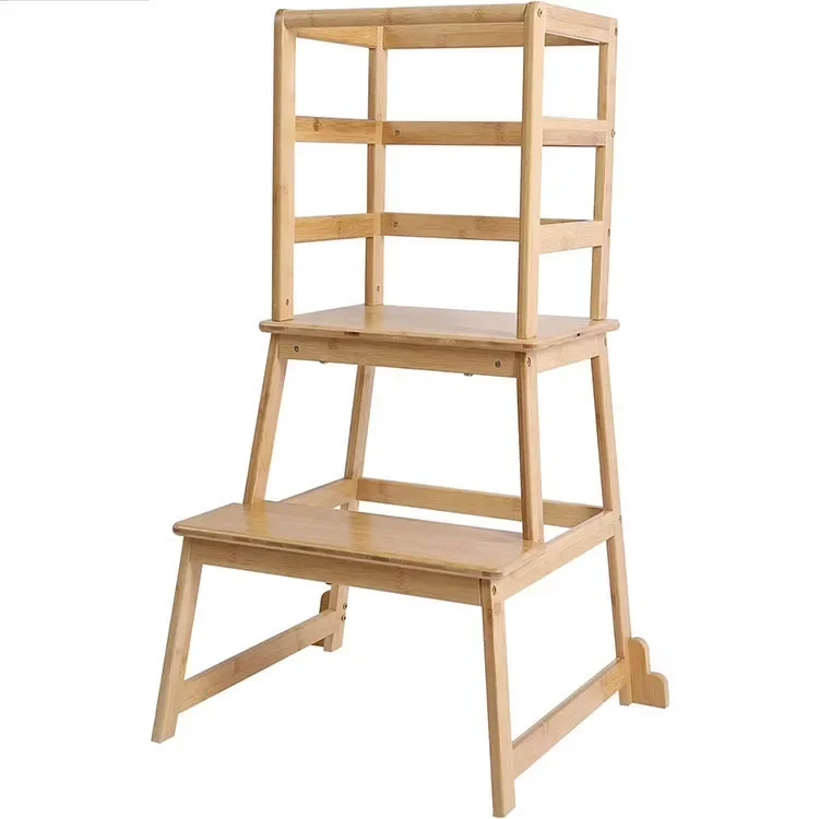 

Bamboo Kid Step Stool Learning Tower,kitchen Step Stool Living Room Furniture Home Stool & Ottoman Modern Natural Baby chair