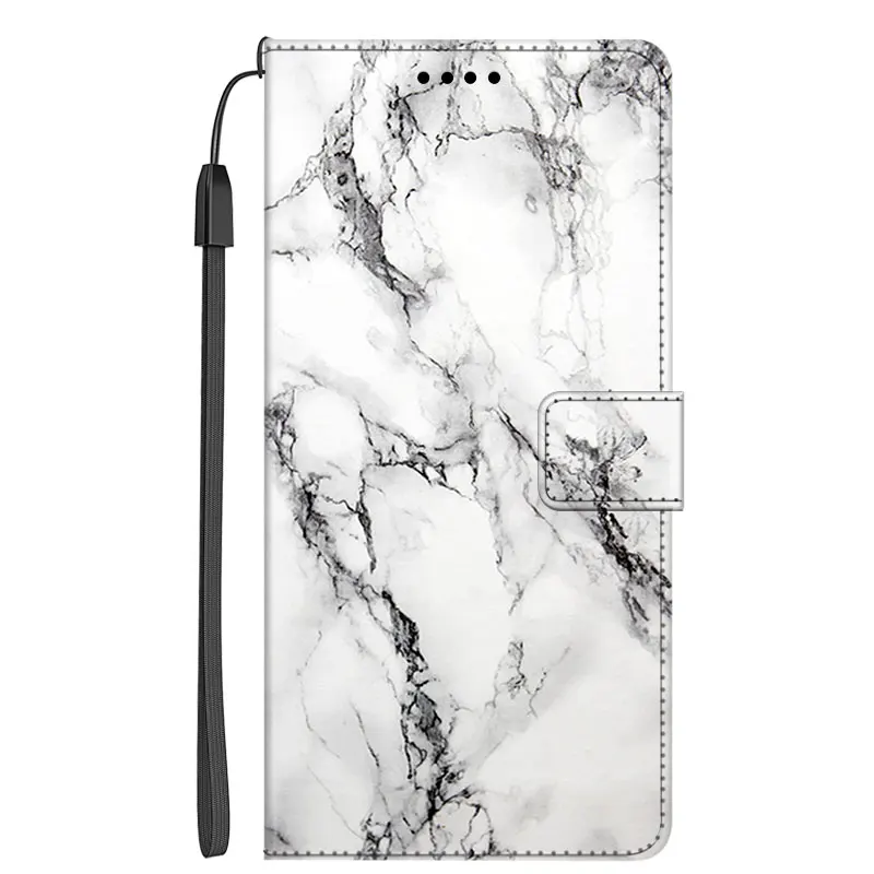 Luxury Marble Leather Flip Wallet Phone Case with Stand and Book Cover Design
