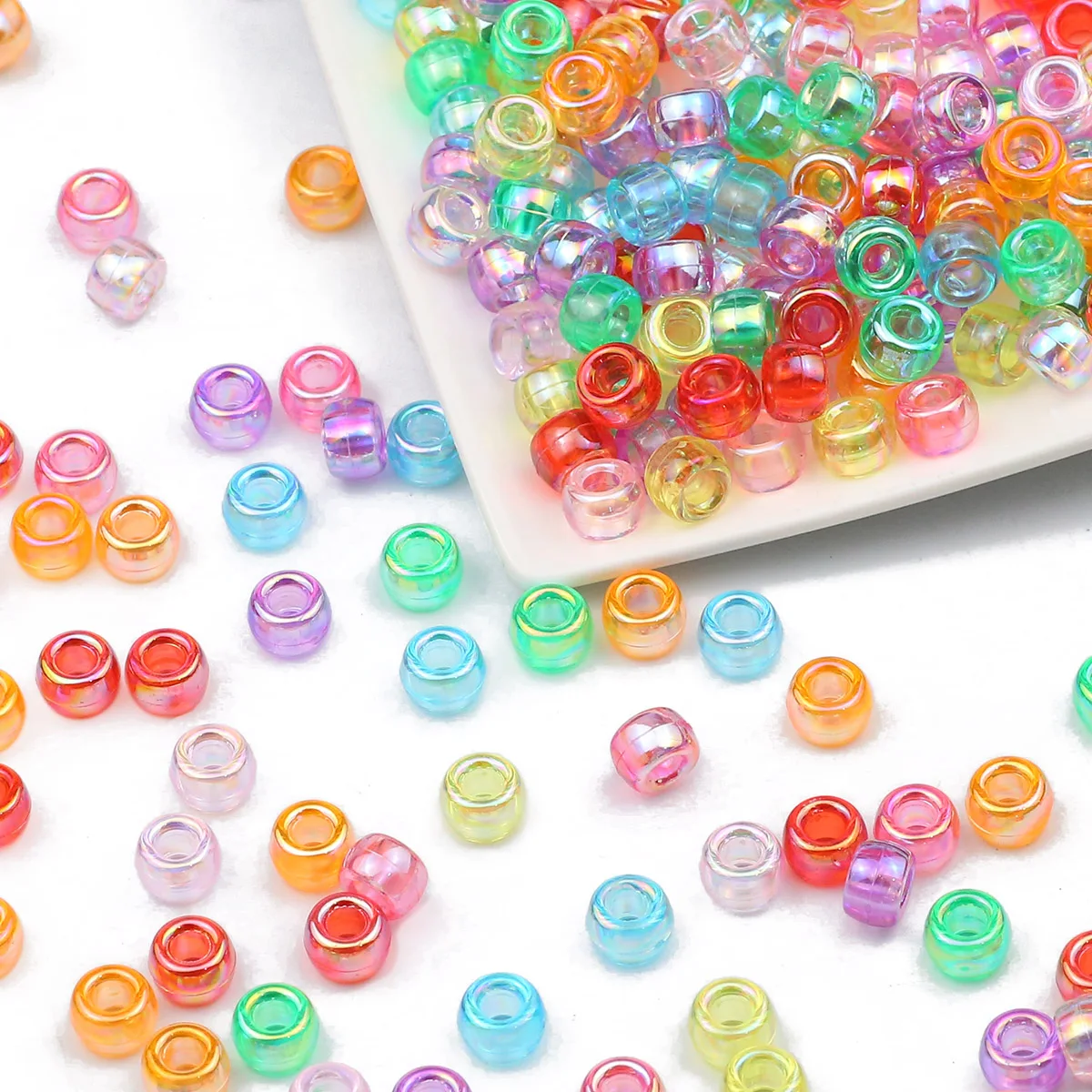 Multi-colored Large Hole Pony Beads Plastic Beads 200-1200Pcs For Bracelets Making DIY Crafts Jewelry Key Chains And Decorations