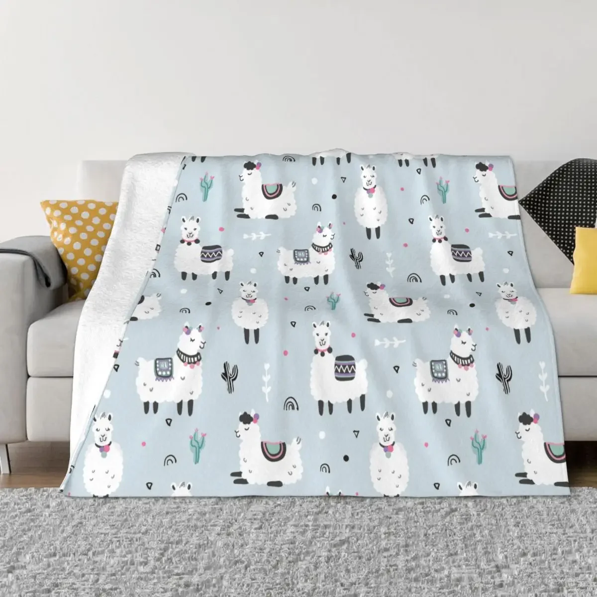 

Llamad Alpaca Cactuses Blankets Coral Fleece Plush Textile Decor Lightweight Throw Blankets for Bedding Travel Bedspreads