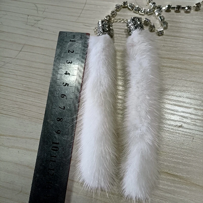 패션 모조 밍크 모피 자동차 펜던트, 크리스탈 디아만테 백미러 걸이식 여우 봉제 장식품, 매력적인 자동차 인테리어 장식