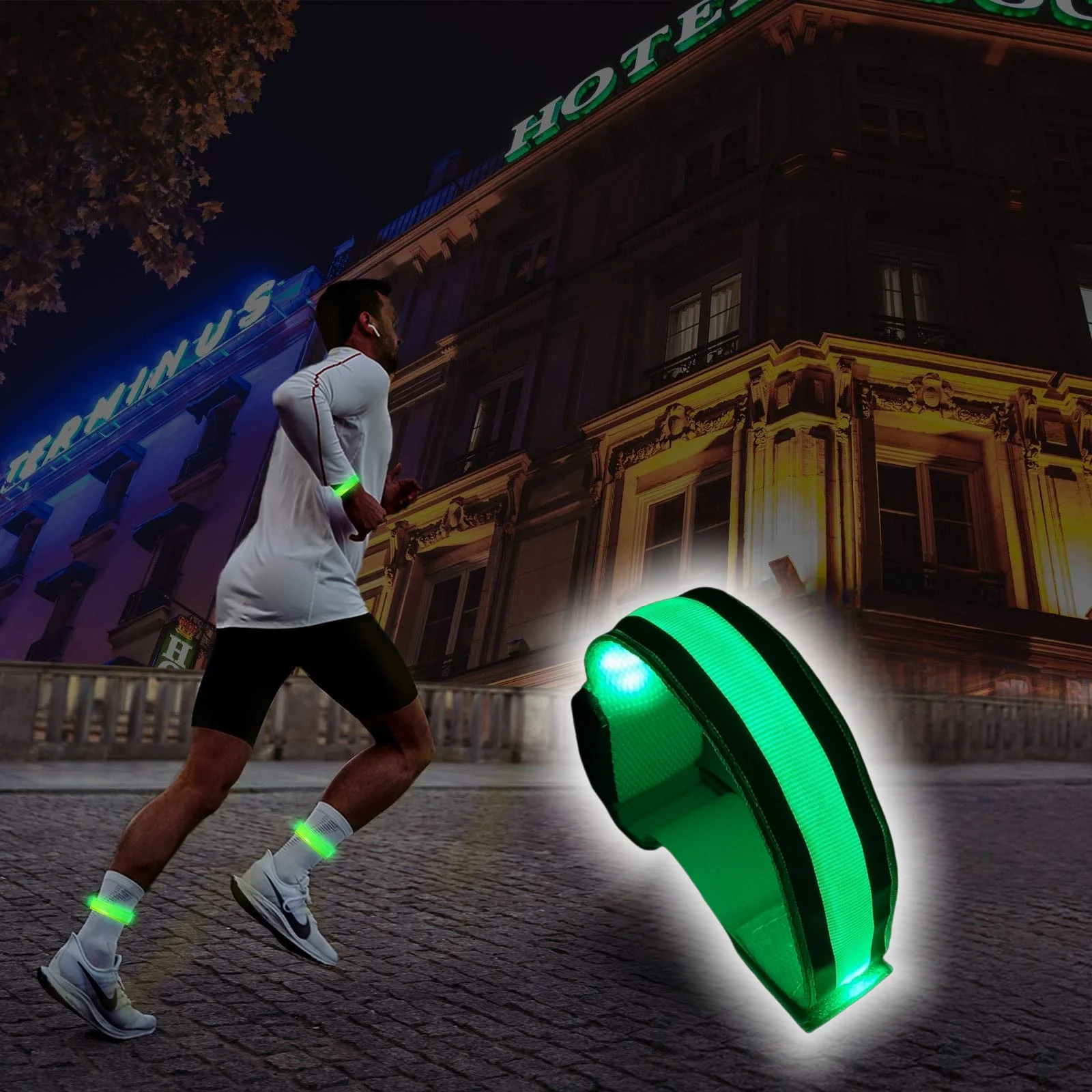 1PC USB Aufladbare LED Armband Nacht Lauf Sicherheit Licht für Outdoor Sport Radfahren Arm Bein Warnung Armband – Detail 5