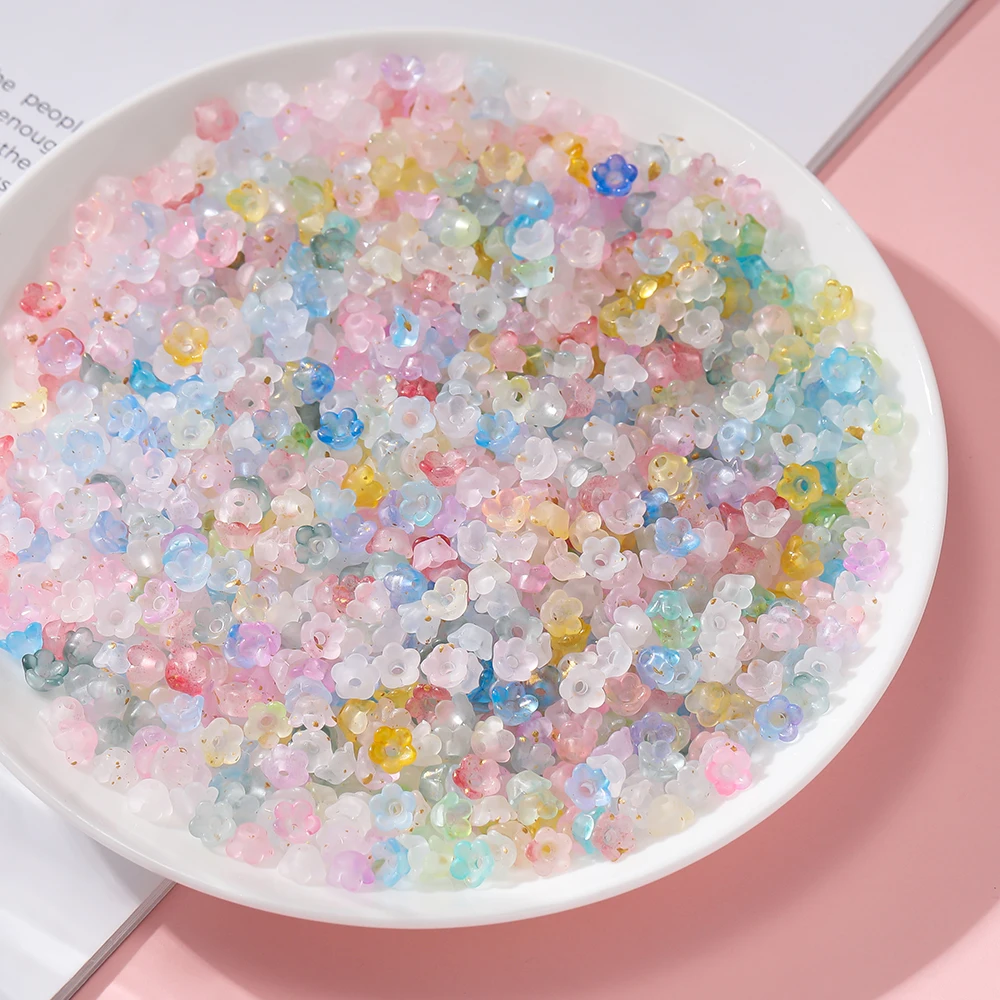 50Pcs/lot Gradient Flower Acrylic Beads Bellflower Spacer Beads Caps for DIY Charms Bracelets Jewelry Making Findings Accessorie 5
