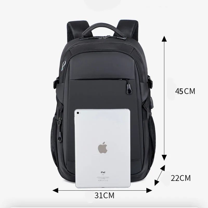 Fashion Men's Backpack Oxford Cloth Black Waterproof Computer Bag Men's and Women's Travel Leisure Backpack