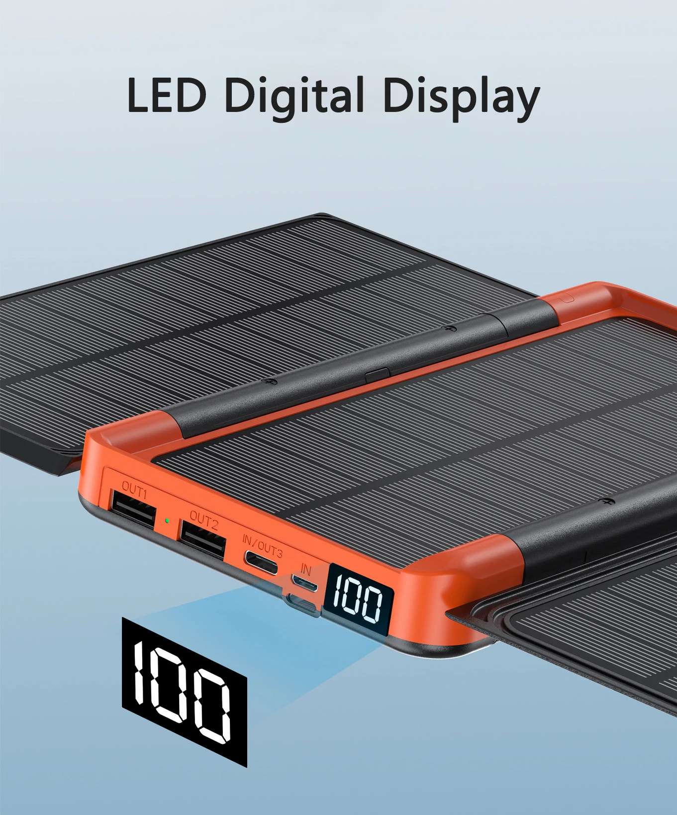 Solar Power Bank With 3 Panels 20000mah Portable Wireless Charger_voghion.com