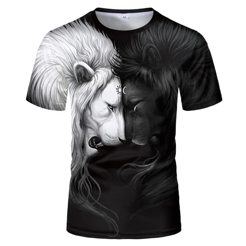 

2023 New Fashion Trend T-shirt Men's Summer 3d T-shirt Printing Yin Yang Lion