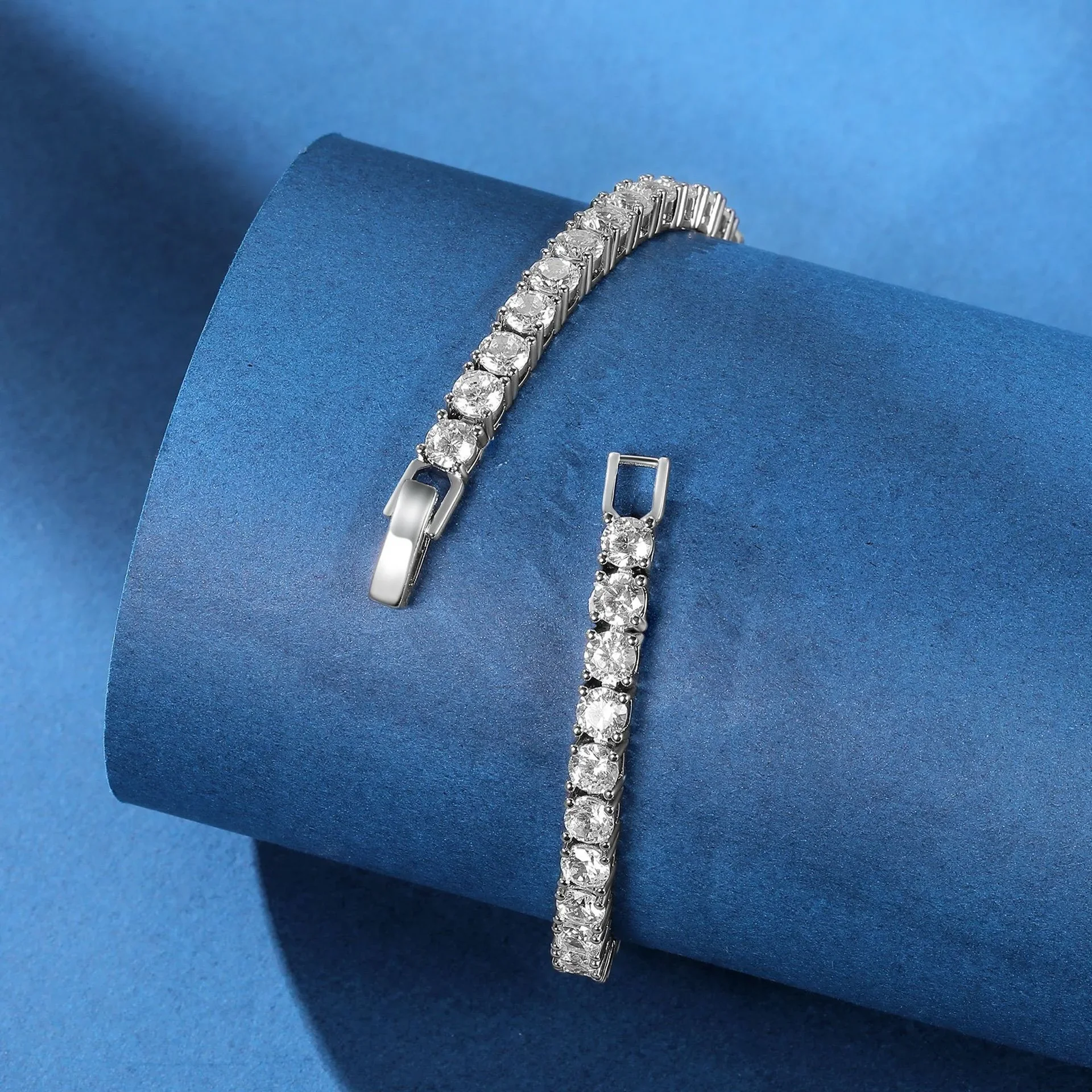  테니스 팔찌, 지르콘 크리스탈 상감, 전기 도금 18k 골드, 럭셔리 패션, 여성 선물, 4mm