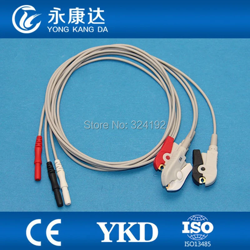 

3pcs/pack ECG DIN Snap Trunk Cable for Biosys patient monitor with 3ld patient cable ,AHA Clip