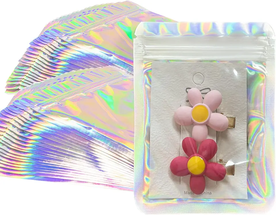 100 Piece Holographic Resealable Mylar Bags 3x4 Inches