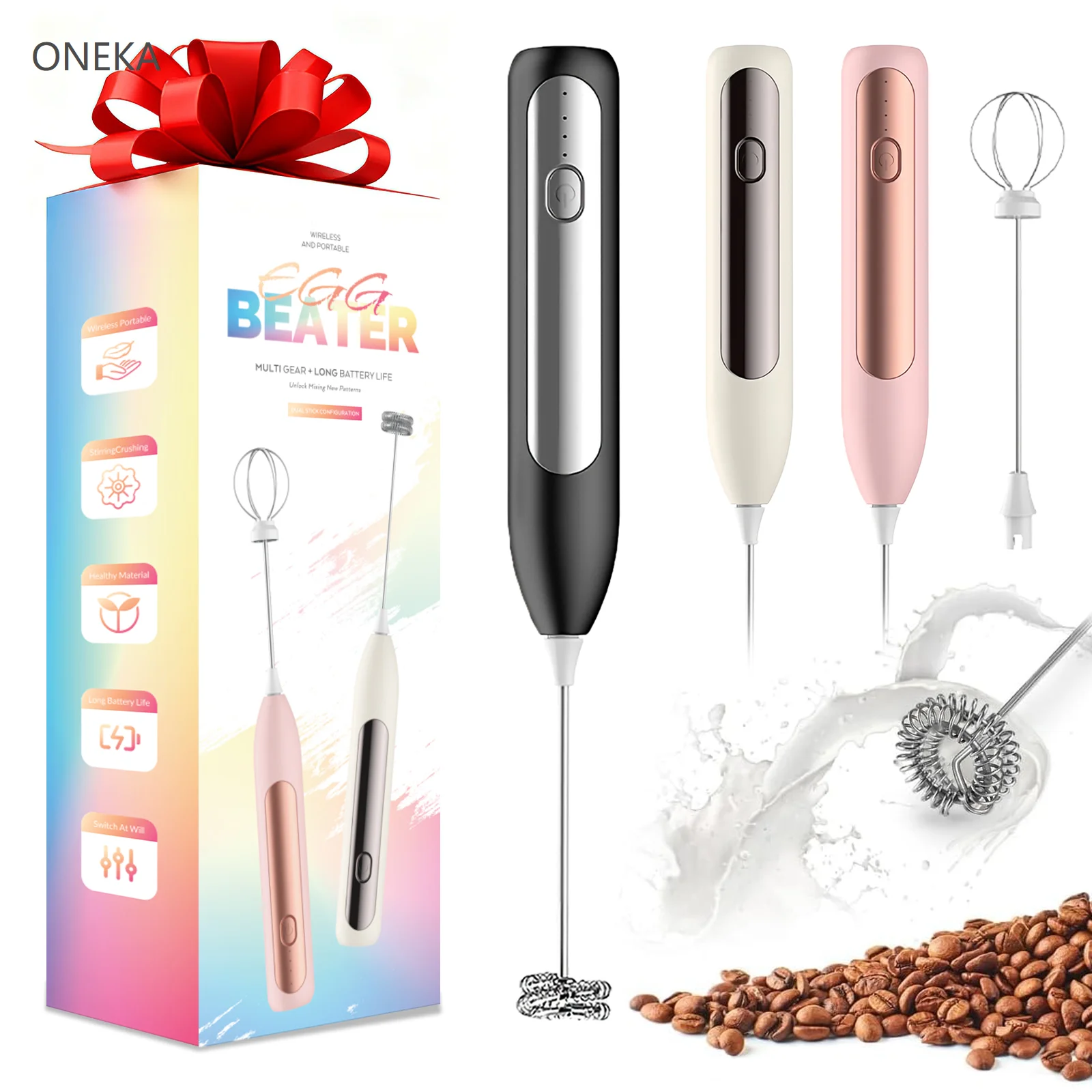 Milk Frother Wand Coffee Frother Handheld Foam Maker Rechargeable Egg Whisk Drink Mixer For Latte Gift Idea 1