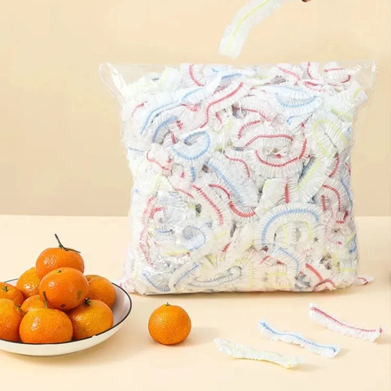 Disposable Food Cover Colorful Disposable Food Cover Dust Food Grade Fresh Lids Elastic Plastic Wrap Shower Cap Fruit Cover Fresh Keeping Bag
