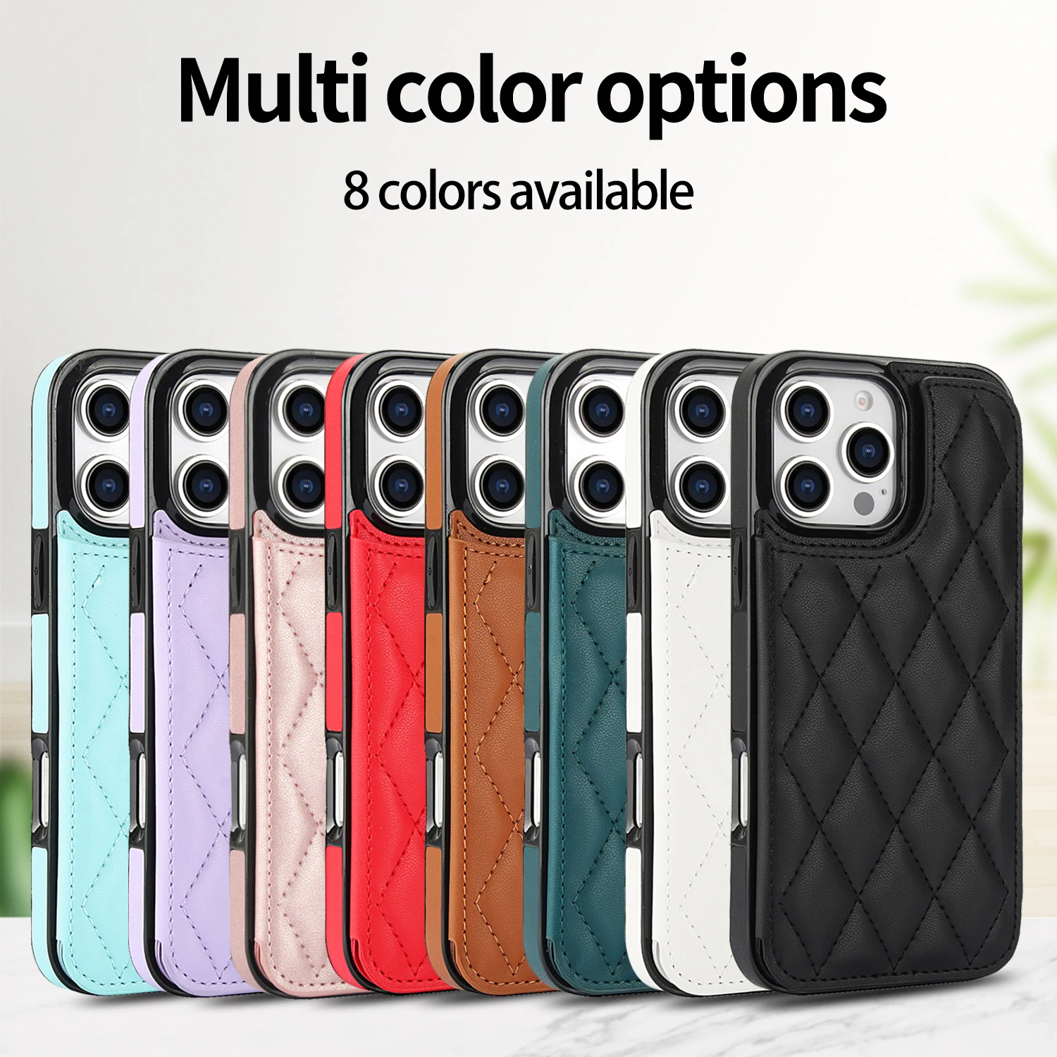 Elegant Card Slot Flip Leather Wallet Case with Double Button Closure